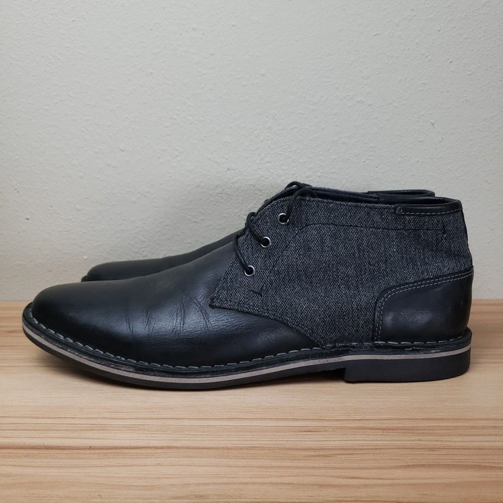 Steve Madden Men's 13 P-Iconic Chukka Boots Black Mixed Media Lace Up Loafer